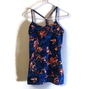 lululemon racer back tank workout top blue and orange sz 6